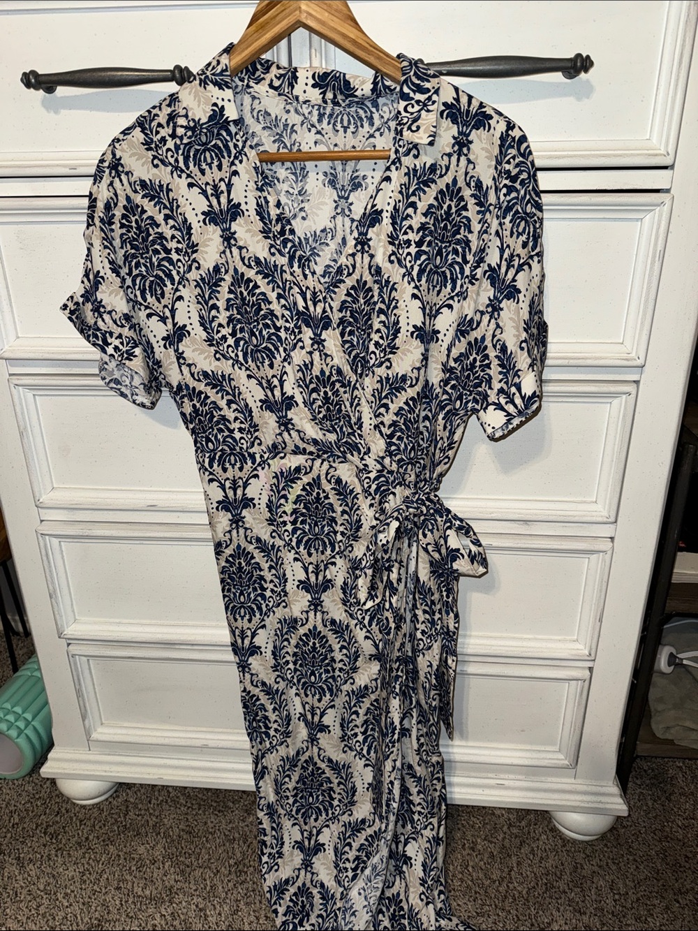 NWT CupShe Women's Blue & White Printed Wrap Cover-Up Dress - Picture 6 of 7